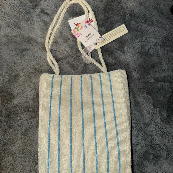 Beaded Floral Truck Tote Bag - Cream with Multicolor Embroidery - Picture 2 of 4